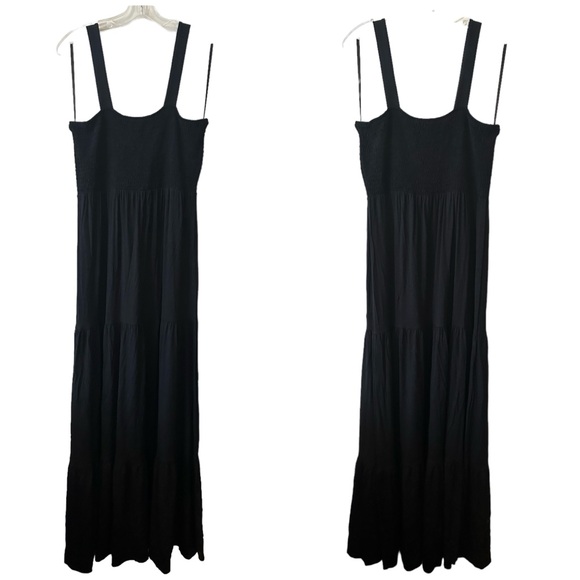 LOFT Smocked Tiered Black Maxi Dress - S - Picture 4 of 10